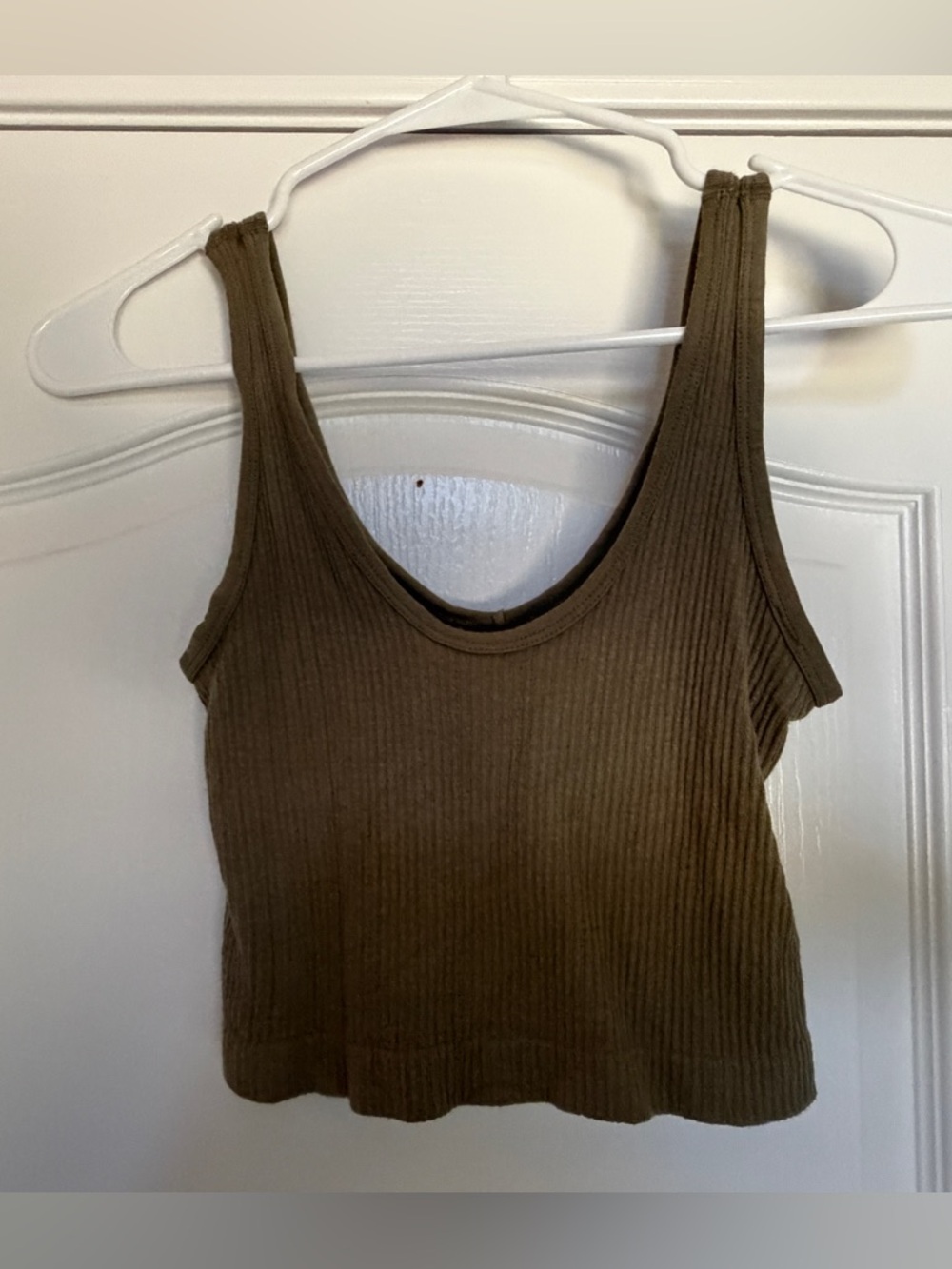 Urban Outfitters Olive Ribbed Scoop Tank